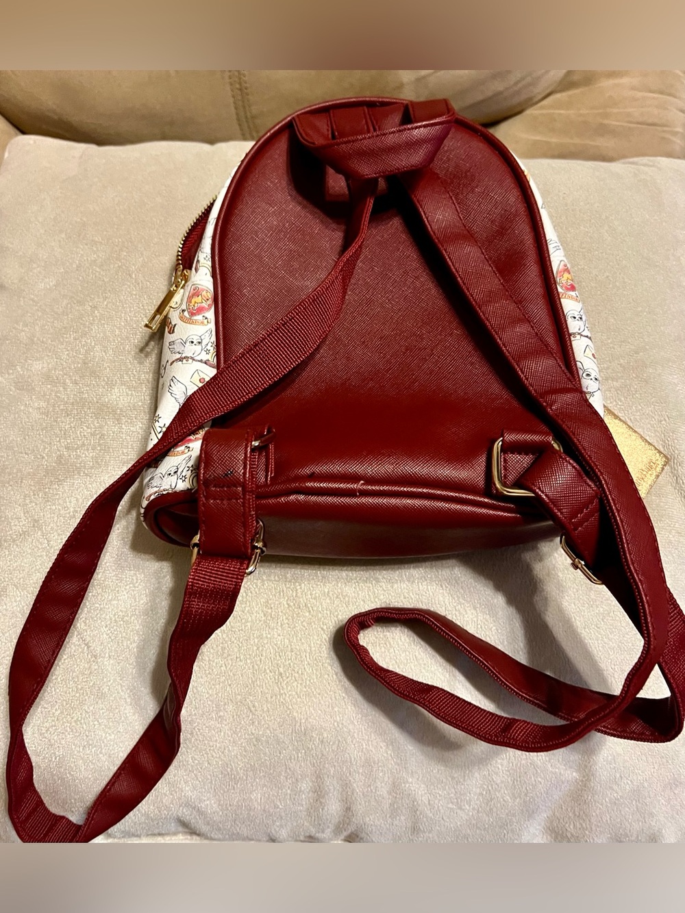 Harry Potter Gryffindor Mini Backpack Hogwarts Crest Front Zip Pocket - Picture 2 of 6
